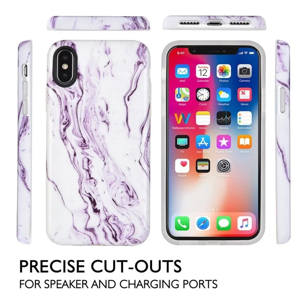 NEW iPhone Xs 1Os X 10 Case Cover Purple Marble